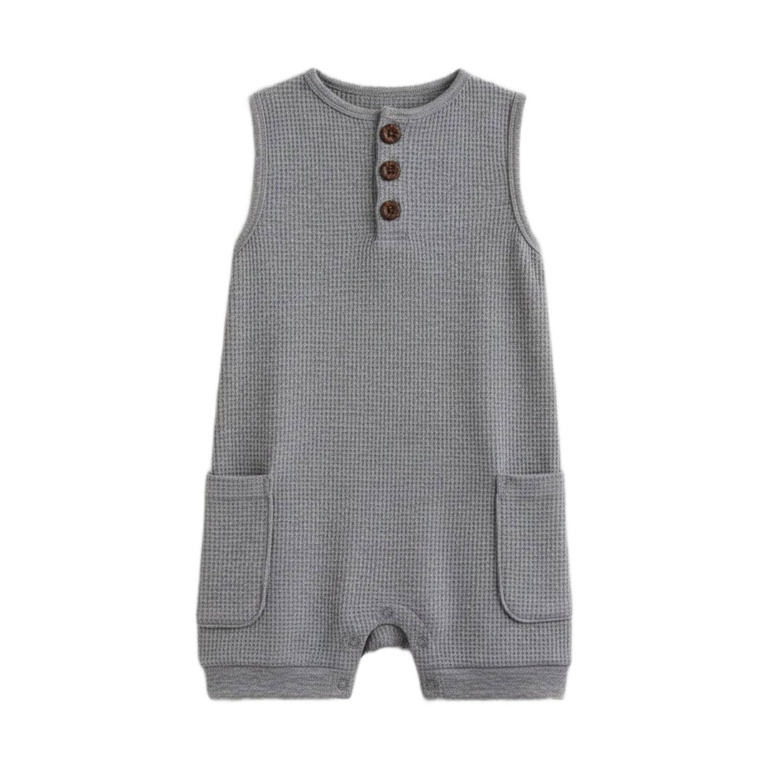 Colord Organics Percy Waffle Short Romper - Ashen Romper Colored Organics 0-3M
