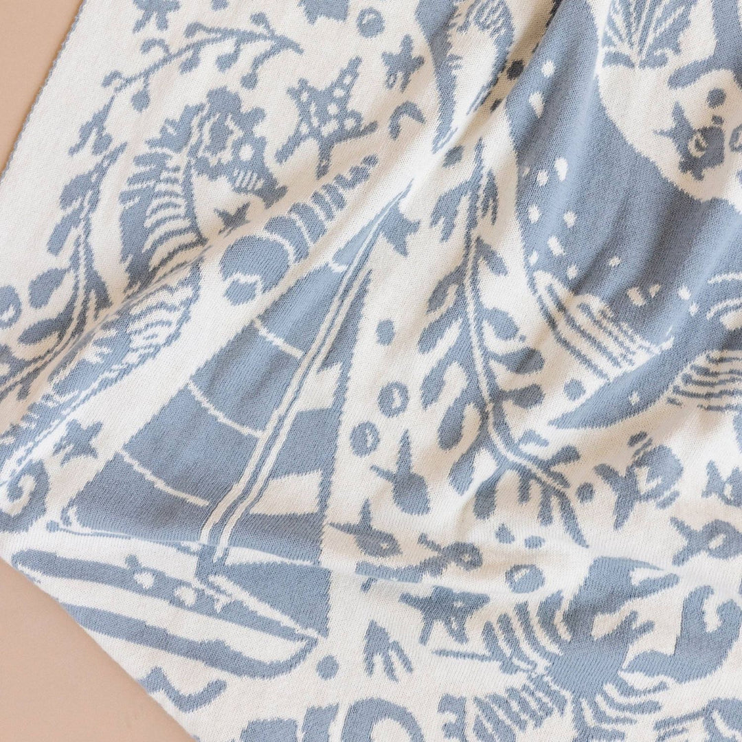 Set Nautical Blanket Crab Teether Cotton Baby Gift Ocean Baby Blanket The Blueberry Hill