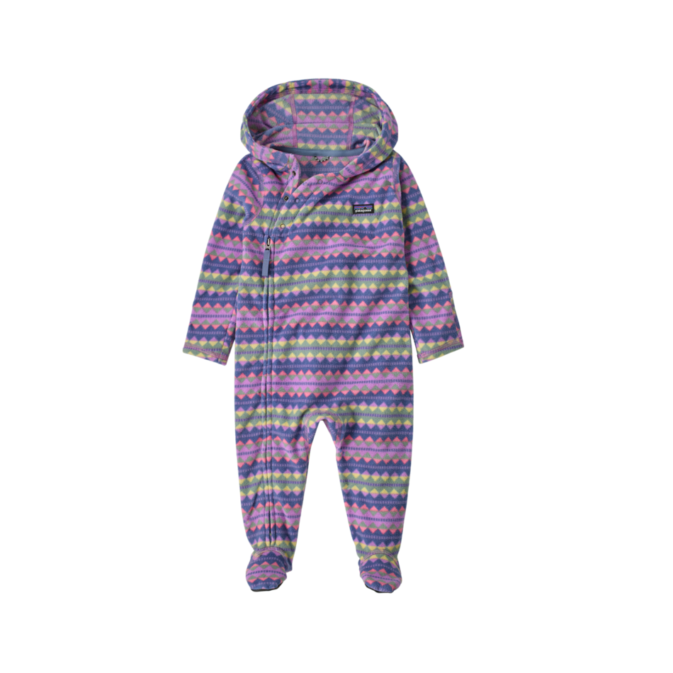 Fall 2025 Patagonia Infant Micro D Bunting Childrens Bunting Patagonia Diamond Stripe: Brisk Purple NB