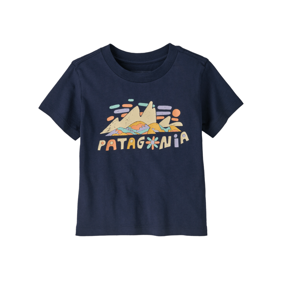 Spring 2025 Patagonia Baby Graphic T-Shirt Tops & Bottoms Patagonia Fitz Roy Superbloom- New Navy 0-6M