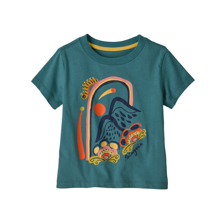 Spring 2025 Patagonia Baby Graphic T-Shirt Tops & Bottoms Patagonia Peak Petals: Wetland Blue 0-6M