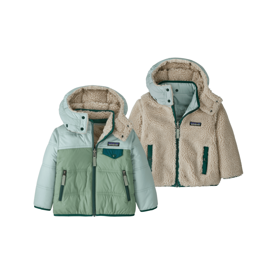 Fall 2025- Patagonia Baby Reversible Tribbles Hoody Baby Jacket Patagonia Ellwood Green 6 Months