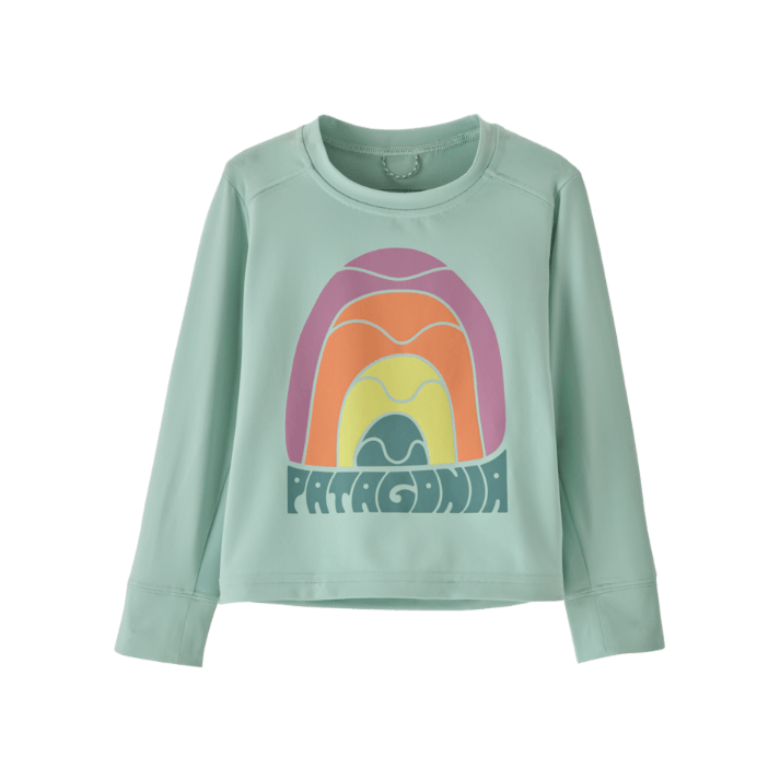 Patagonia Spring 2026 Baby L/S Cap SW T-Shirt Sun & Insect Protection Patagonia Rainbow Wave- Thin Ice 6 Months