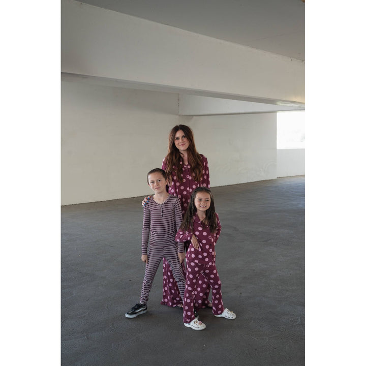 Forever French - Bamboo Two Piece Pajamas Maroon Stripe Pajamas Forever French Baby