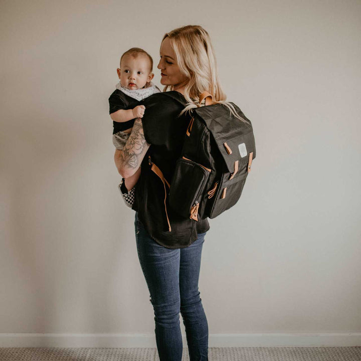 Parker Baby Company Birch Bag - Diaper Backpack in Black Diaper Bag Parker Baby Co