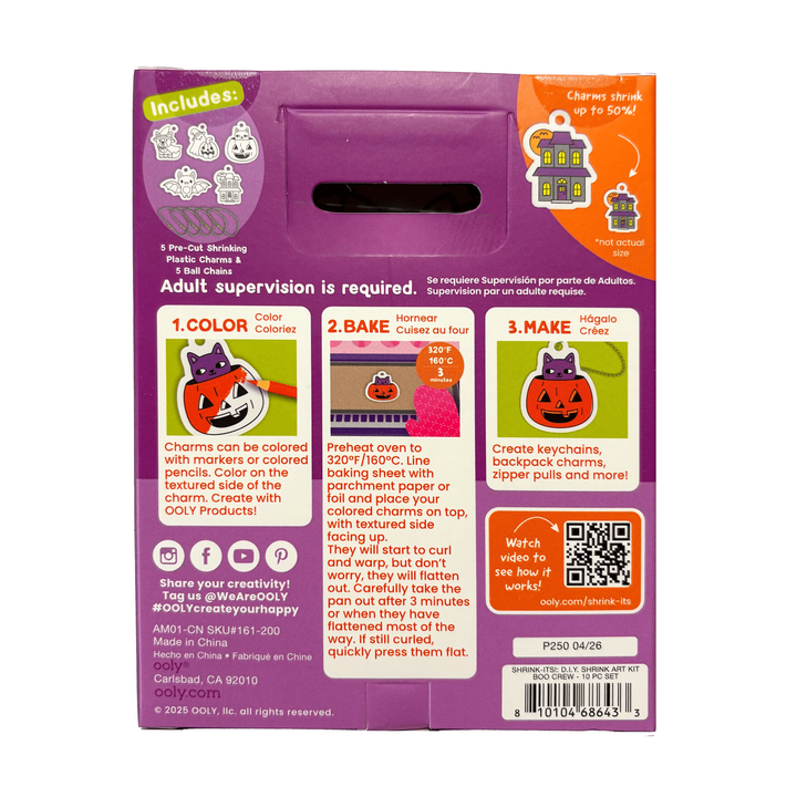 Ooly Mini Shrink-Its! DIY Shrink Art Kit - Boo Crew Art Kit Ooly