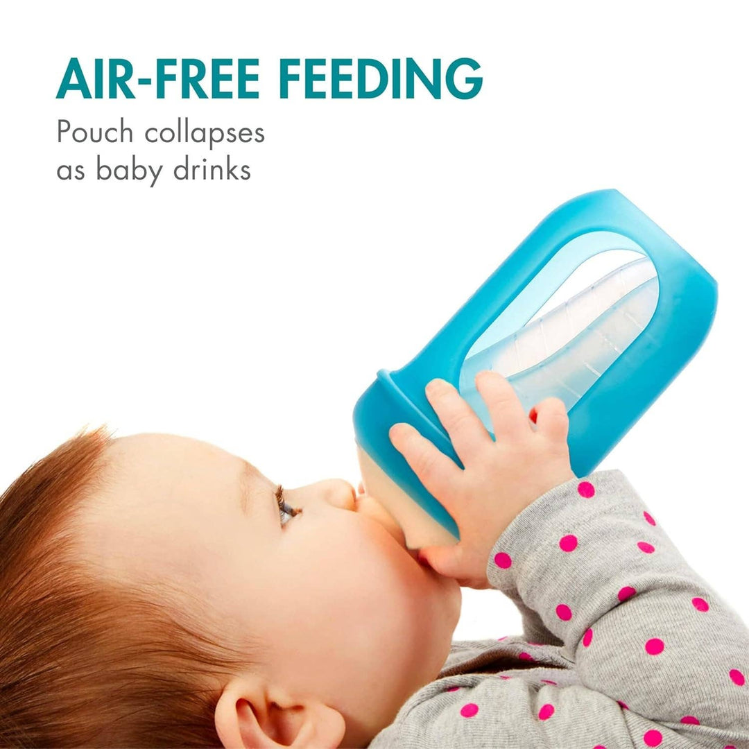 Boon Nursh Silicone Pouch Bottle 4oz 3Pk - Blue Bottles &amp; Sippies Boon