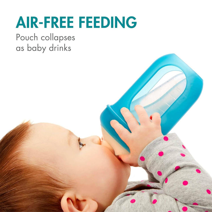 Boon Nursh Silicone Pouch Bottle 4oz 3Pk - Blue Bottles &amp; Sippies Boon