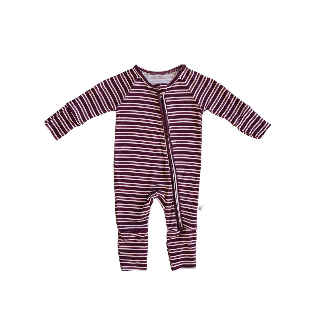 Forever French - Bamboo Zip Pajamas Maroon Stripe Pajamas Forever French Baby
