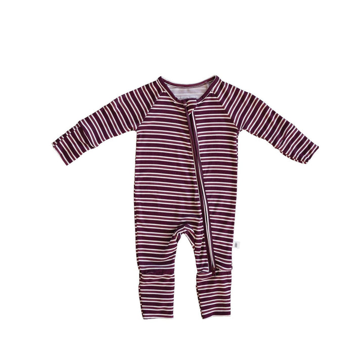 Forever French - Bamboo Zip Pajamas Maroon Stripe Pajamas Forever French Baby