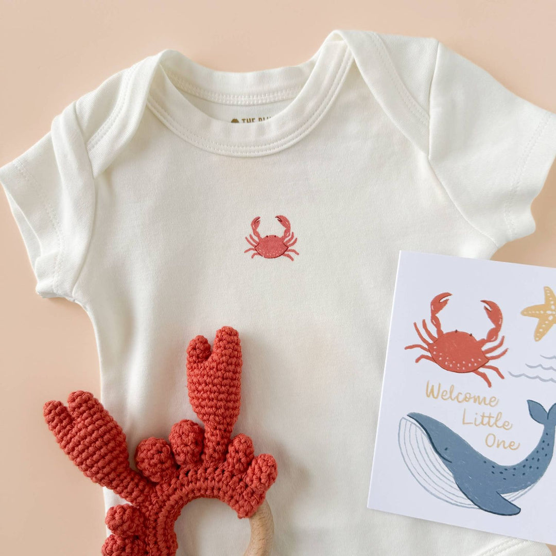Teether Crab Crocheted Cotton Baby Gift Coastal Summer Beach Teether The Blueberry Hill