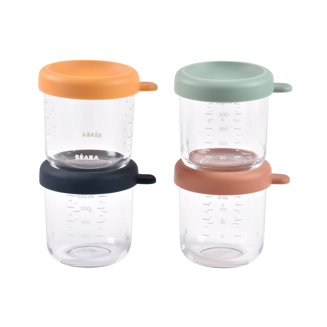 BEABA 4 Pack Glass Baby Food Jars-8oz- Sunrise food storage BEABA &amp; Childhome