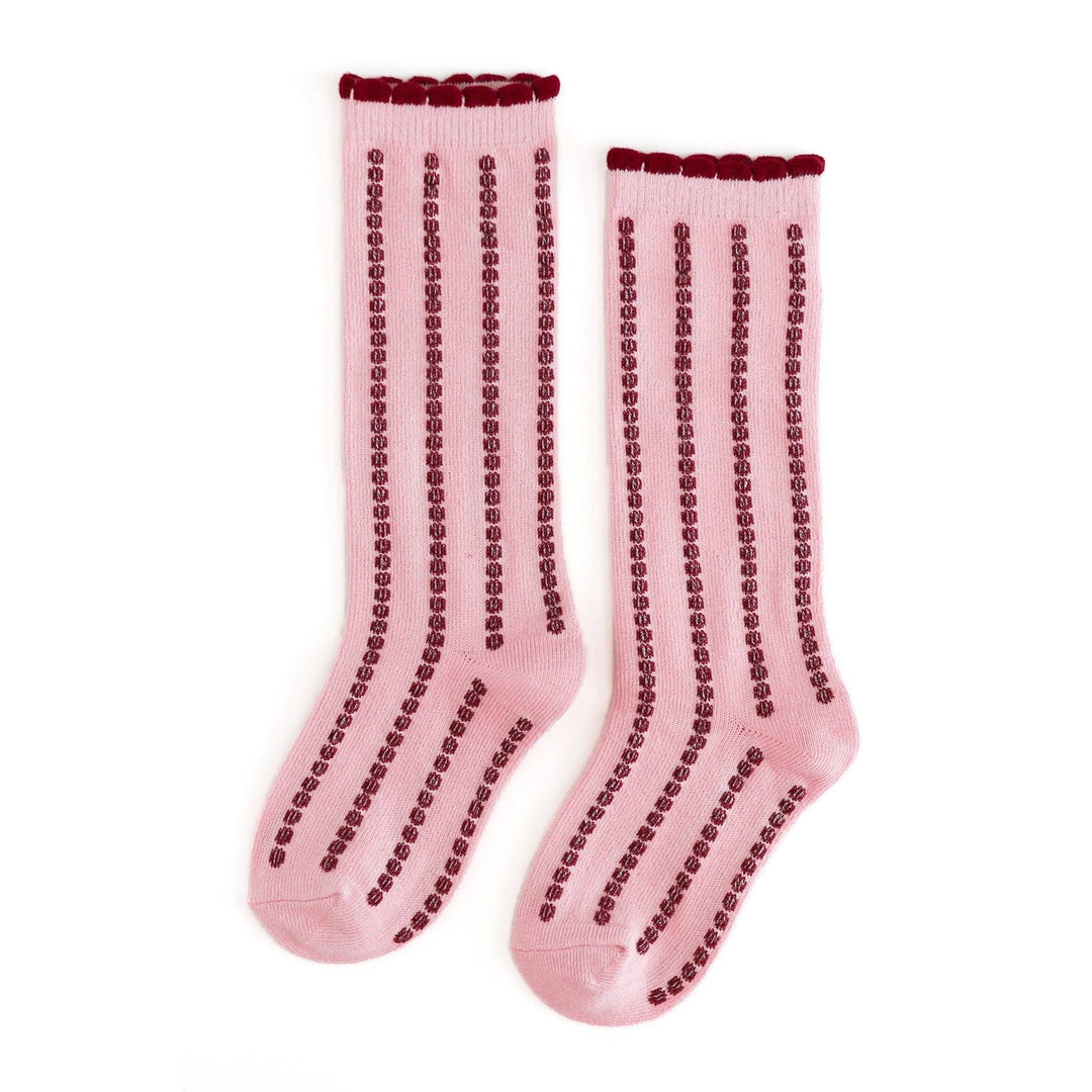 Gumdrop Stripe Socks - Quartz/Crimson