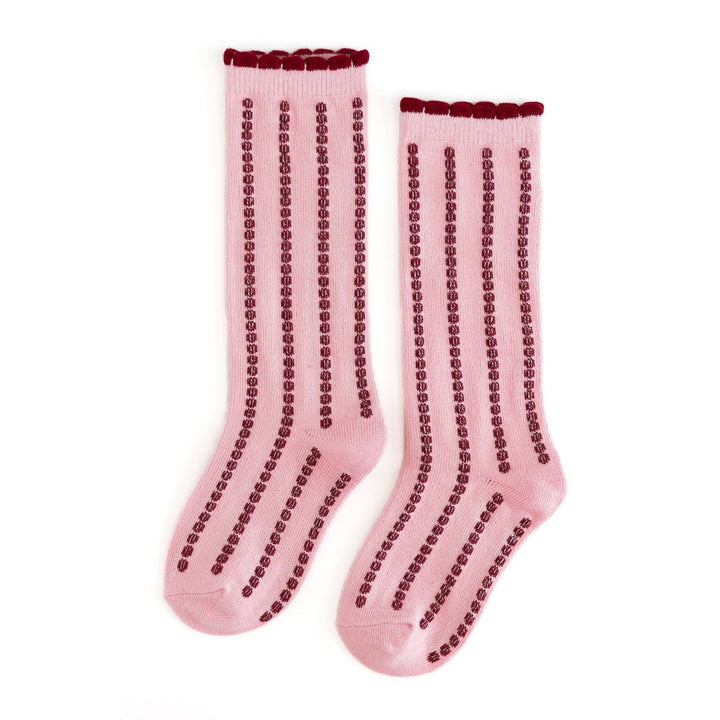 Gumdrop Stripe Socks - Quartz/Crimson