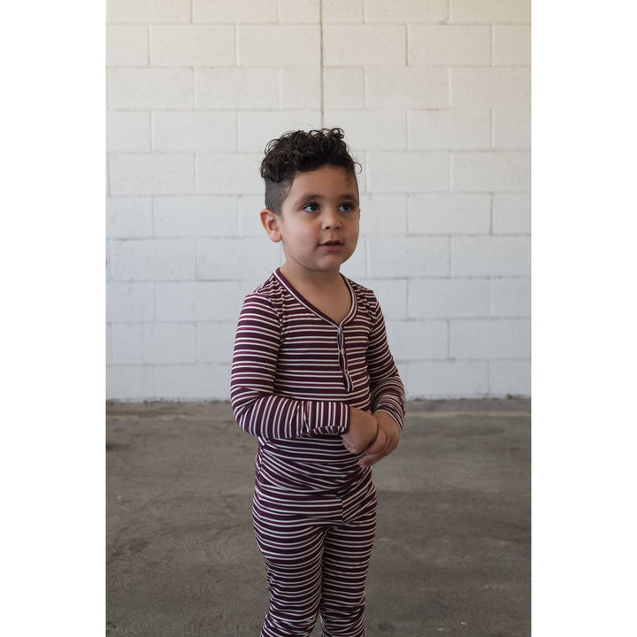 Forever French - Bamboo Two Piece Pajamas Maroon Stripe Pajamas Forever French Baby