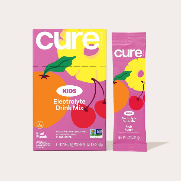 Cure Kids Hydration Mix -6 Serving Box - Fruit Punch Kids Electrolytes Cure Hydration