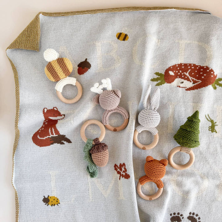 Teether Deer Crochet Cotton Rattle Baby Gift Christmas Teether The Blueberry Hill