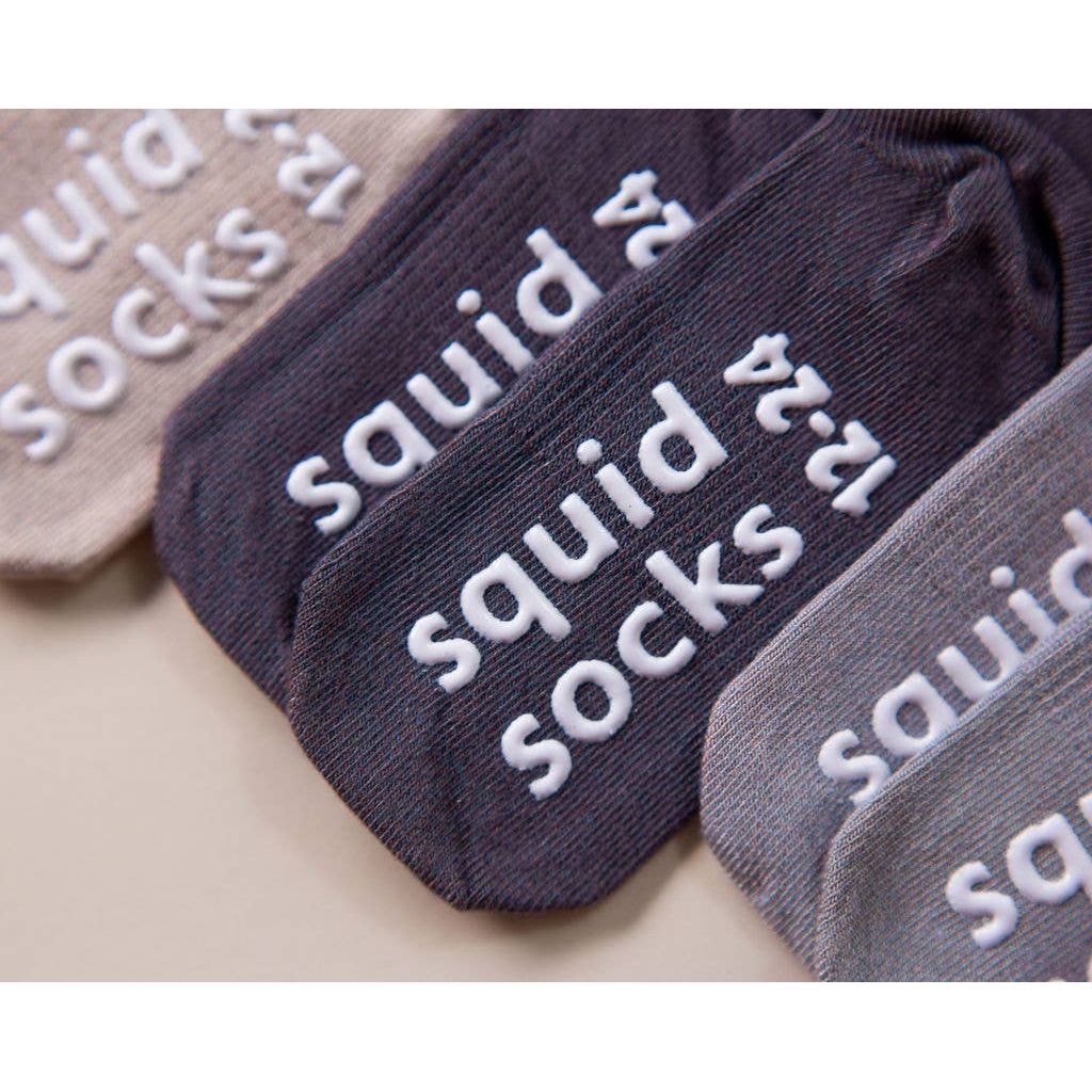 Squid Socks-Classic - Non-Slip Baby Socks in Sand, Light Gray, Dark Gray Socks Squid Socks