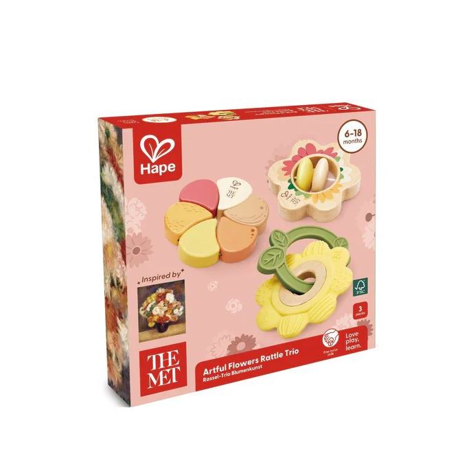Hape - The Met -Artful Flowers Rattle Trio Grasping Toys &amp; Rattles Hape