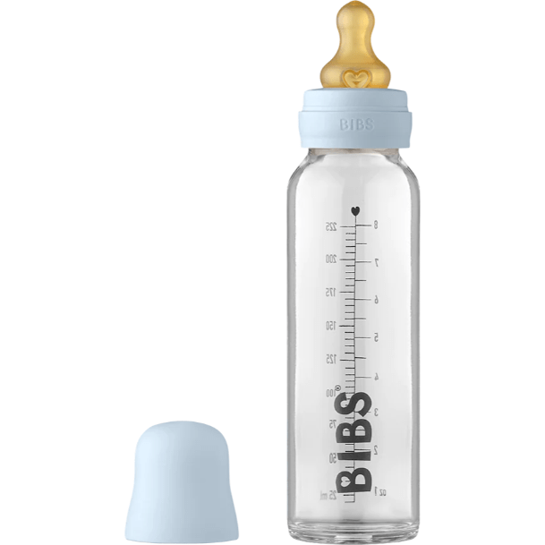 BIBS Baby 225ml Glass Bottle Set Bottles & Sippies BIBS USA Baby Blue  
