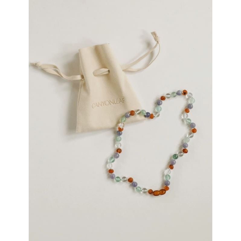 Canyonleaf Baltic Sea Amber + Natural Gemstone Beaded Necklace Pacifiers and Teething Canyonleaf