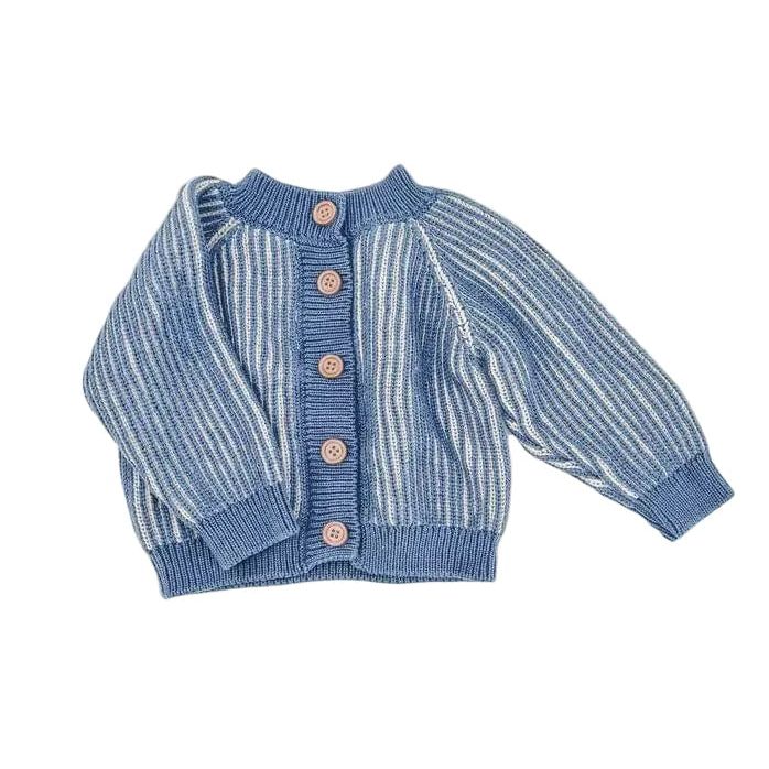 Blueberry Hill Cotton Brioche Cardigan Blue Sweater The Blueberry Hill
