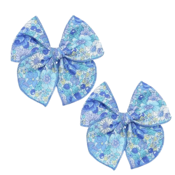 Lou Lou & Company - Blueberry Floral Clip Pigtail set Headband Lou Lou & Company