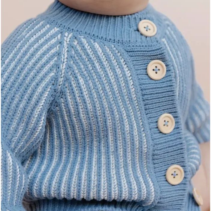 Blueberry Hill Cotton Brioche Cardigan Blue Sweater The Blueberry Hill