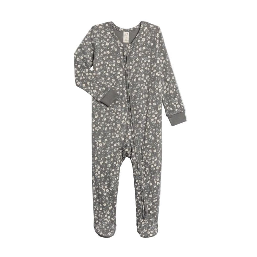 Colored Organics Peyton Zipper Sleeper - Aspen Collection - Bray Floral / Agave + Taupe Footie Colored Organics