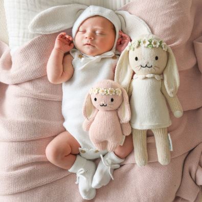 Cuddle + Kind Baby Baby Bunny (rose with ivory floral) Baby Animal Collection Cuddle + Kind