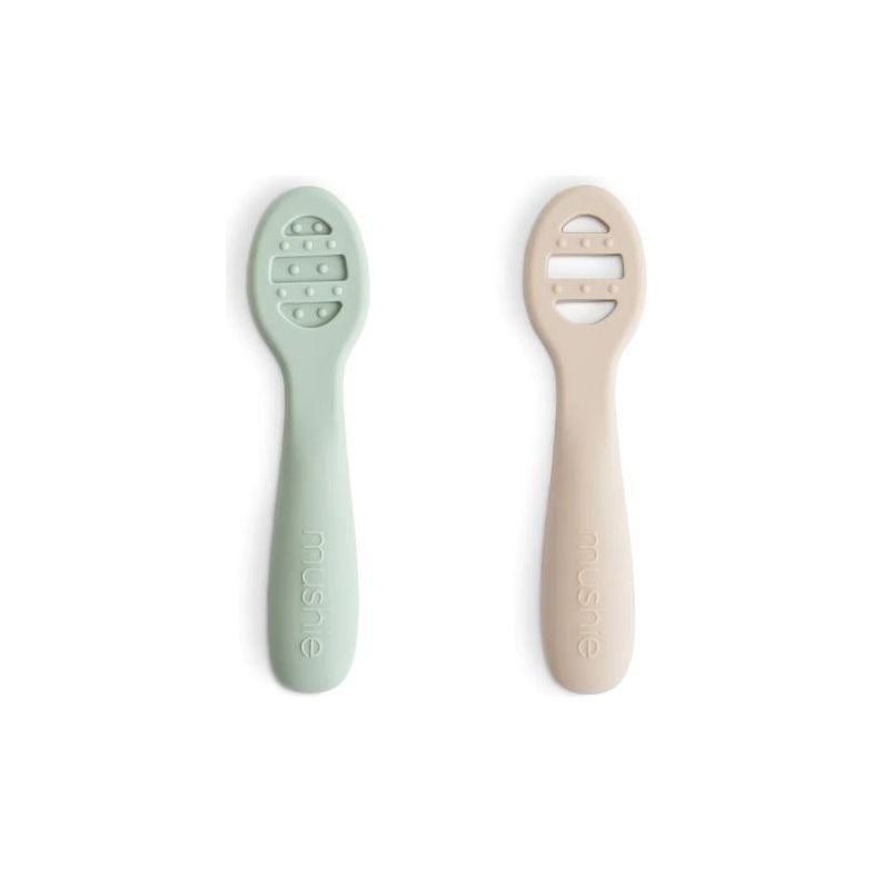 Mushie First Feeding Baby Spoons 2-Pack Mealtime Mushie Cambridge Blue/Shifting Sand