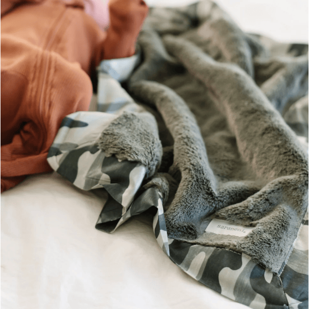 Saranoni Satin Border Receiving Blankets Swaddles & Blankets Saranoni Camo