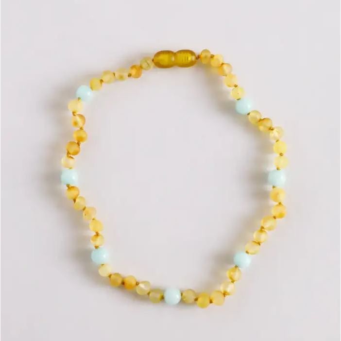Canyonleaf Raw Honey Baltic Amber + Amazonite Halo Necklace Pacifiers and Teething Canyonleaf