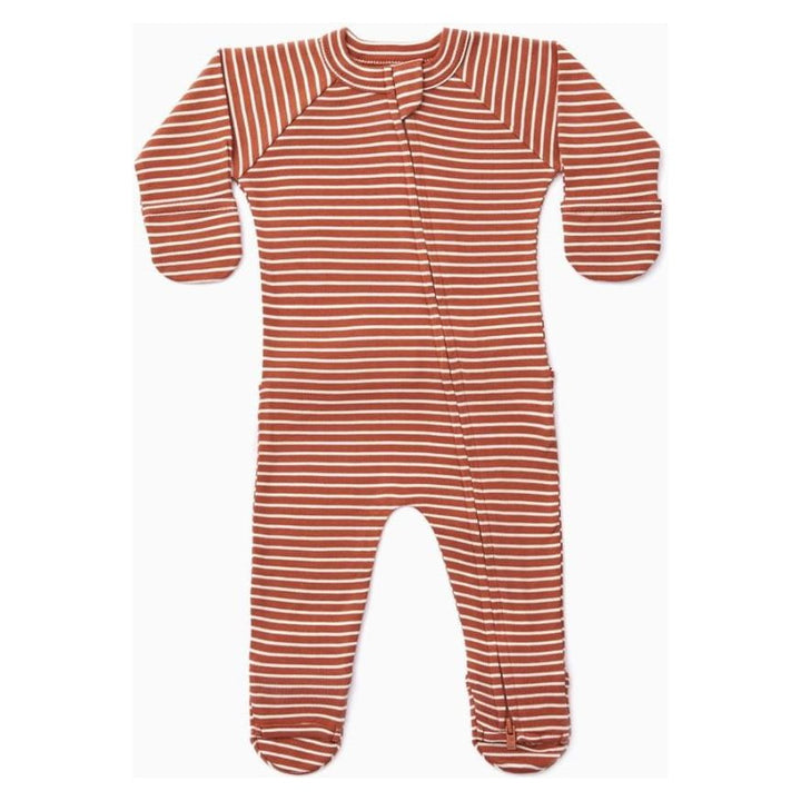 Goumi Footies 3-6M Footie Goumikids 3-6M Clay Stripe