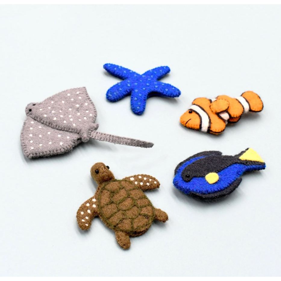 Tara Treasures Australian Coral Reef Under the Sea - Finger Puppet Set Finger Puppet Tara Treasures