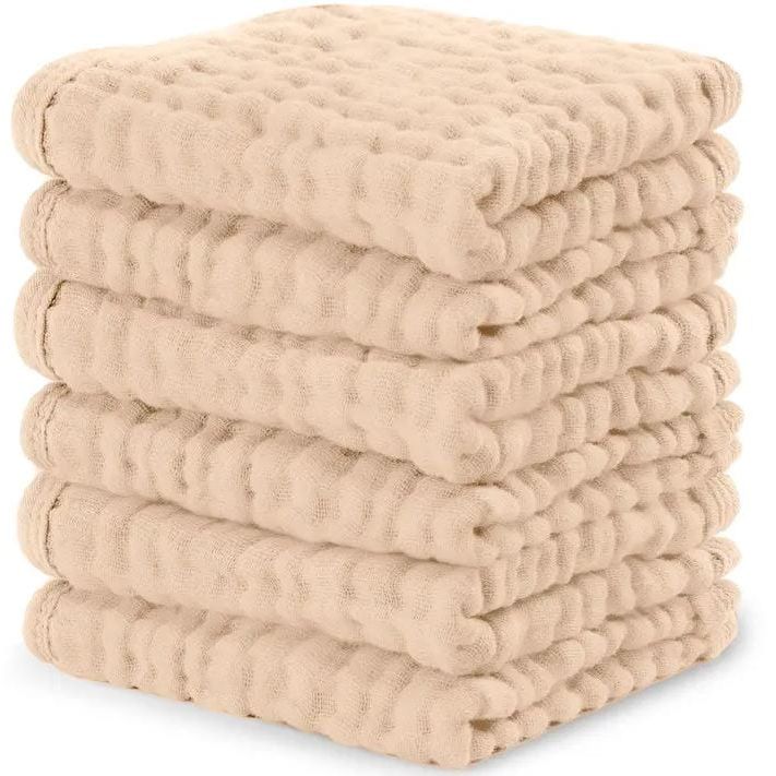 Comfycubs 100% Muslin Cotton Baby Washcloths Washcloths Comfycubs Cream
