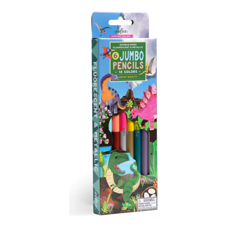 eeBoo Dinosaurs 6 Jumbo Double-Sided Pencils Pencils eeBoo   