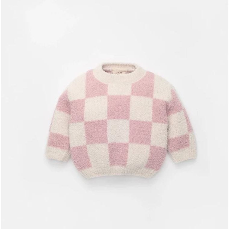 7AM Boxy Sweater - Checkers Fuzzy Sweater 7AM