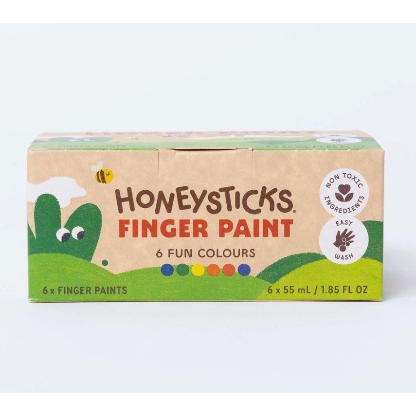 Honeysticks Non Toxic Finger Paint (6 Bright Colors) Finger Paint Honeysticks