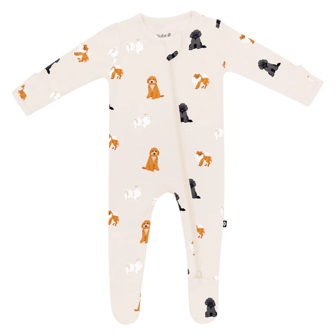 Kyte Baby Zippered Footie Prints Footie Kyte Baby 3-6M Fluffy Dog