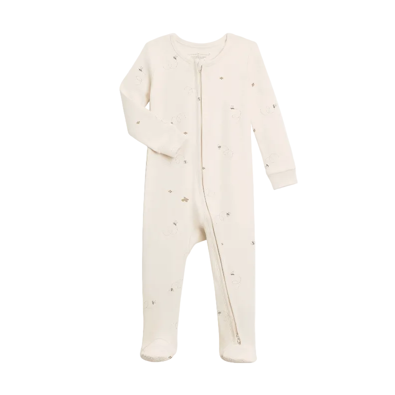 Colored Organics Peyton Zipper Sleeper- Bear/Truffle + Thyme Footie Colored Organics Newborn