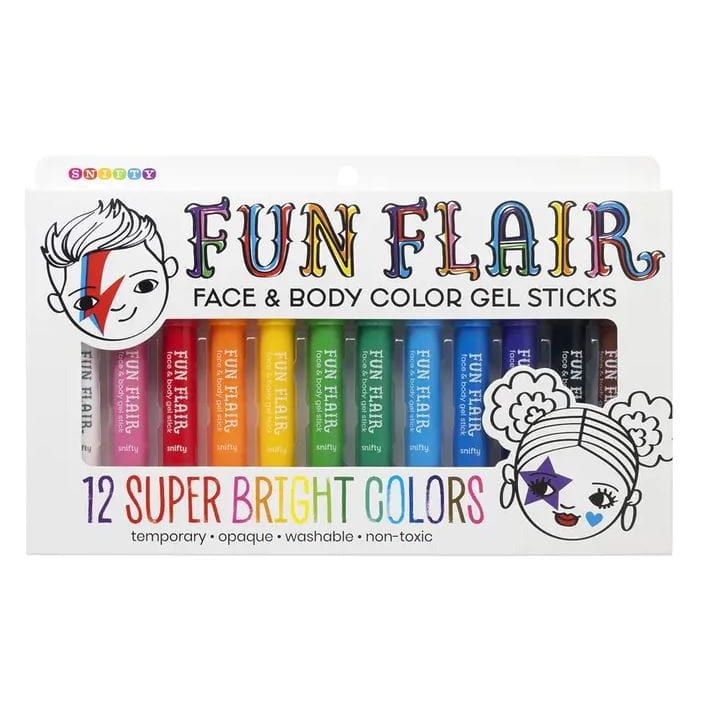 Snifty - Fun Flair Face & Body Color Gel Sticks Set of 12 Kids Hair Color Snifty