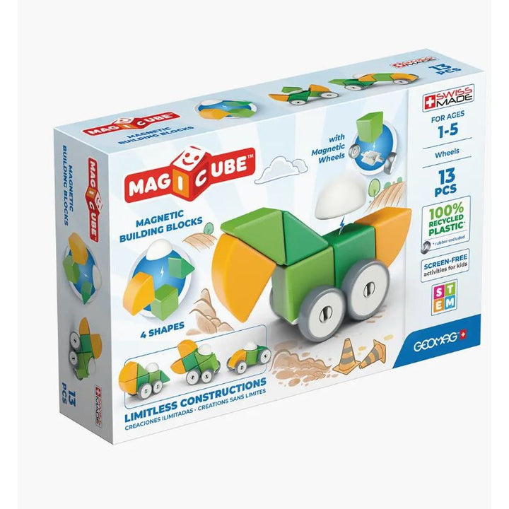 GeoMag Magicube Shapes &amp; Wheels Recycled 13 Pcs