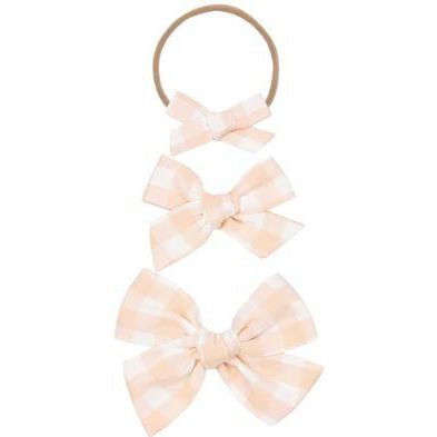 Lou Lou & Company Linen Medium Bow - Handband Headband Lou Lou & Company Peach Gingham