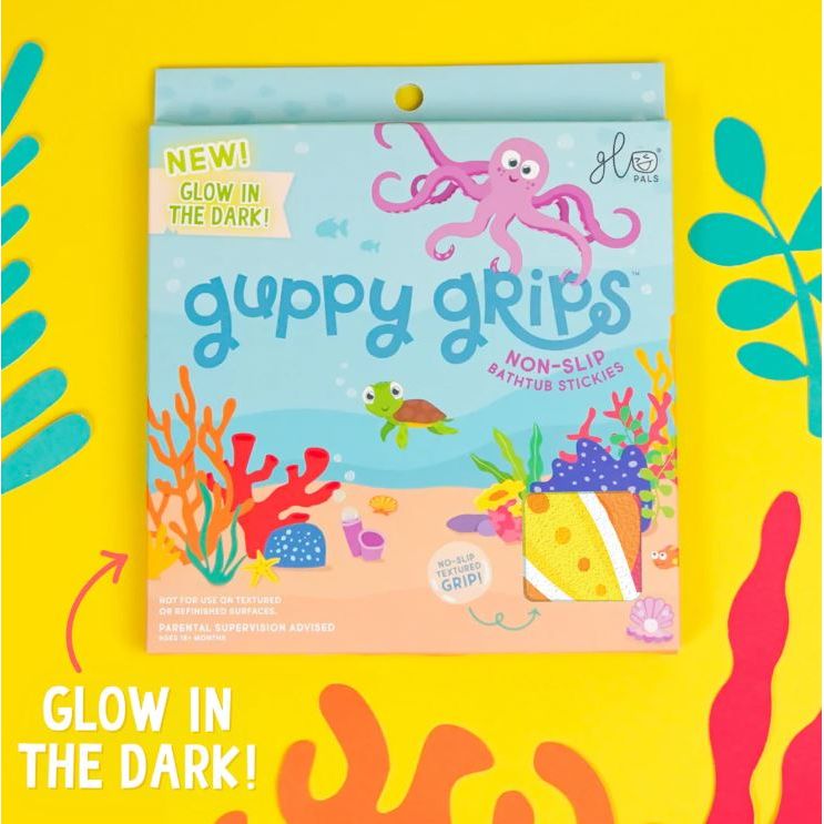 Glo Pals Glow-In-The-Dark Guppy Grips Bath Time Glo Pals