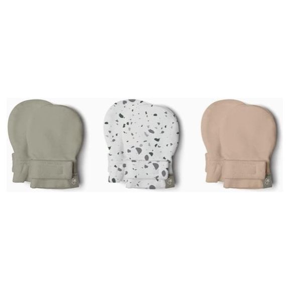 Goumi Stay On 3-Pack Baby Mitts 0-3M Gloves & Mittens Goumikids Moss + Terrazzo + Sandstone 0-3M 