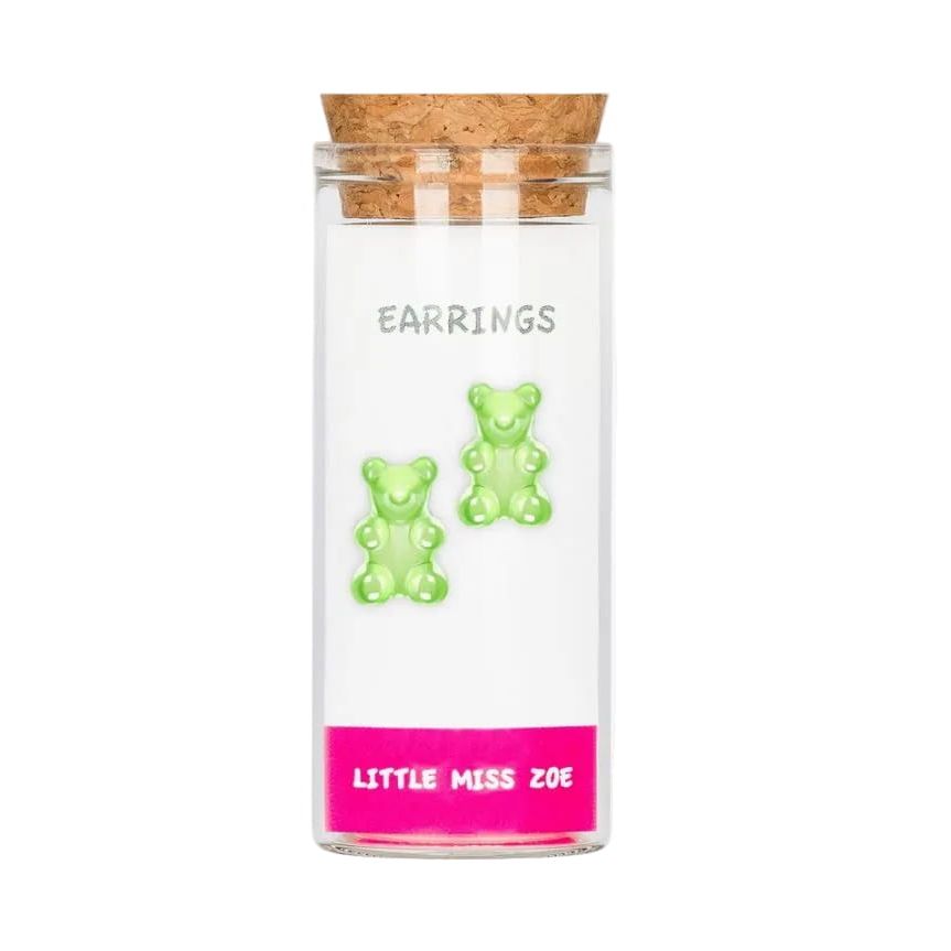 Little Miss Zoe Kids Sterling Silver Earrings- Green Gummy Bear Apparel Accessories Little Miss Zoe