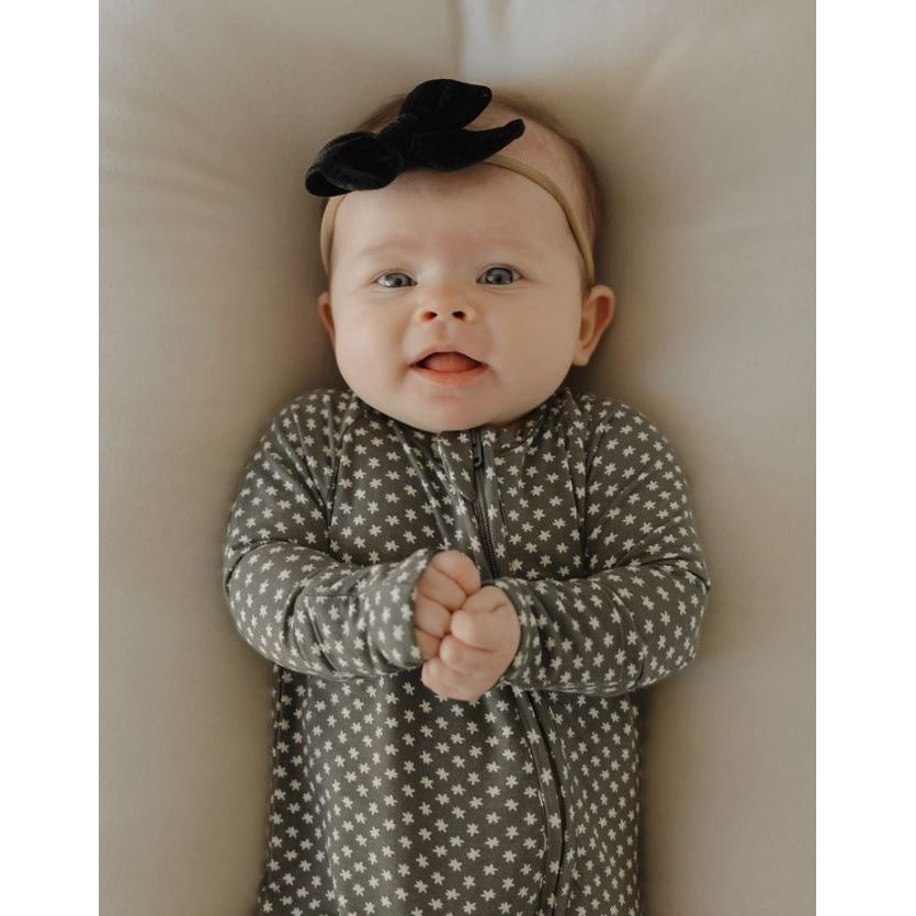 Forever French Bamboo Zip Pajamas - Green Flowers Romper Forever French Baby