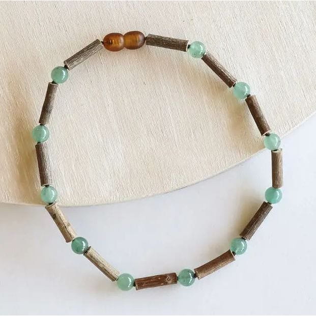 Canyonleaf Kids Natural Hazelwood + Aventurine Gemstone Beaded Necklace Pacifiers and Teething Canyonleaf