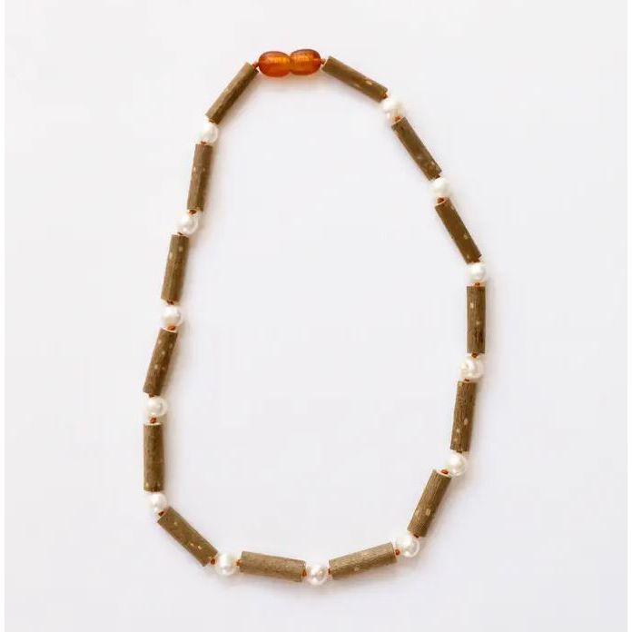 Canyonleaf Kids Natural Hazelwood + Pearl - Beaded Necklace Pacifiers and Teething Canyonleaf